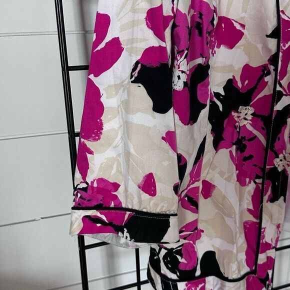 ELEMENTZ Colorful Floral Zip Front Blazer Womens‎ L Fuchsia Shoulder Pads - Picture 5 of 10